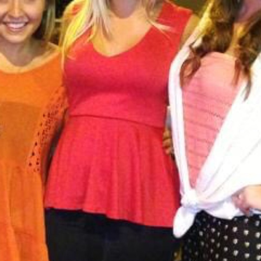 Red v neck blouse